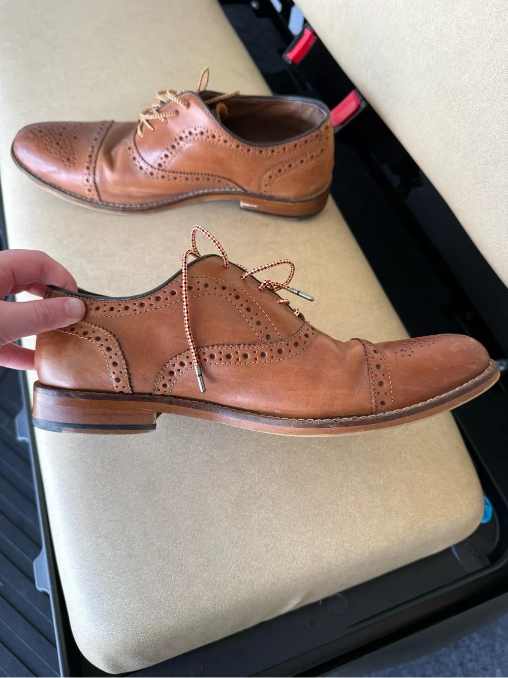 Aston Grey Collection Brown Leather Cap Toe Lace Up Men's Oxfords Size 9.5